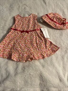 Savannah Pink Floral Sundress with Matching Hat - Kids